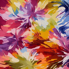 Colorful pink flower petals painting using oil paint and palette knife strokes