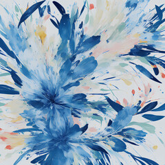 abstract blue background with flowers