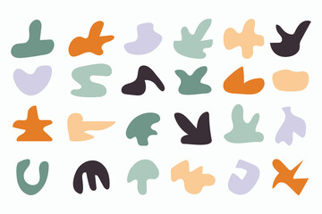 Collection of hand drawn flat abstract shapes. Irregular shape.