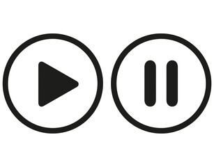 play and pause icon on transparent background