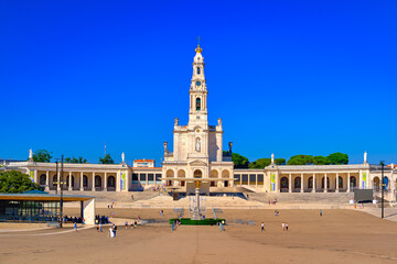 Basilica of Our Lady of Rosary of Fatima, Portugal, on sunny day. 