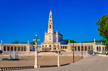 Basilica of Our Lady of Rosary of Fatima, Portugal, on sunny day. 