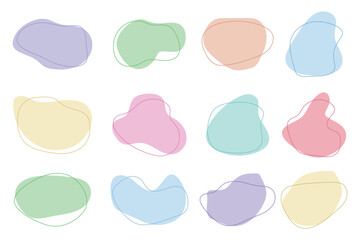 Collection of hand drawn flat abstract shapes. Irregular shape.