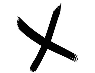 Black cross mark, NO sign on transparent background