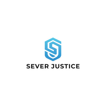 Abstract initial letter SJ or JS logo in blue color isolated in white background applied for security monitoring company logo also suitable for the brands or companies have initial name JS or SJ.