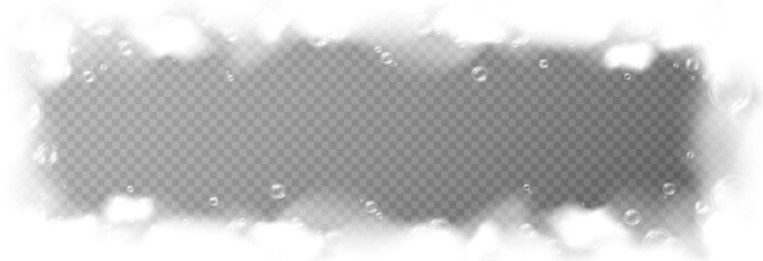Vector foam with bubbles on an isolated transparent background. Foam, bubbles png. Detergent png. Shampoo, bath foam.