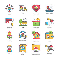 Real Estate vector  Fill outline Icon Design illustration. Real Estate Symbol on White background EPS 10 File set 3
