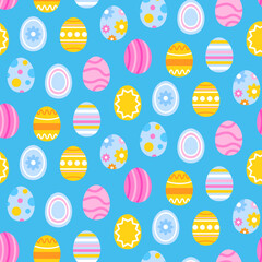 Easter seamless pattern. Spring pattern with colorful eggs for banners, posters, cover design templates, social media stories wallpapers and greeting cards.