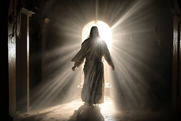 Jesus returned from death on easter with love and care Generative AI