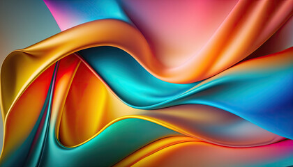 Multicolored silk fabric background. Generative AI