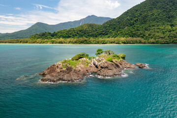 Small reef island in the tropical Daintree National Park