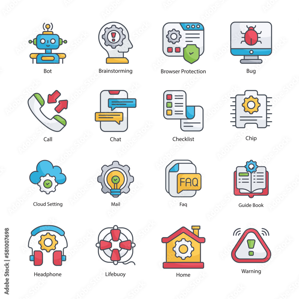 Poster technical support vector fill outline icon design illustration. technical support symbol on white ba
