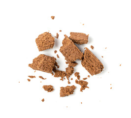 Chocolate Halva Pieces Isolated, Sunflower Halawa, Halvah or Halwa on White Background