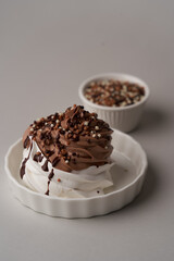 Cupcake with meringue and chocolate