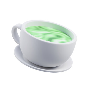 cup of matcha 3d food illustration