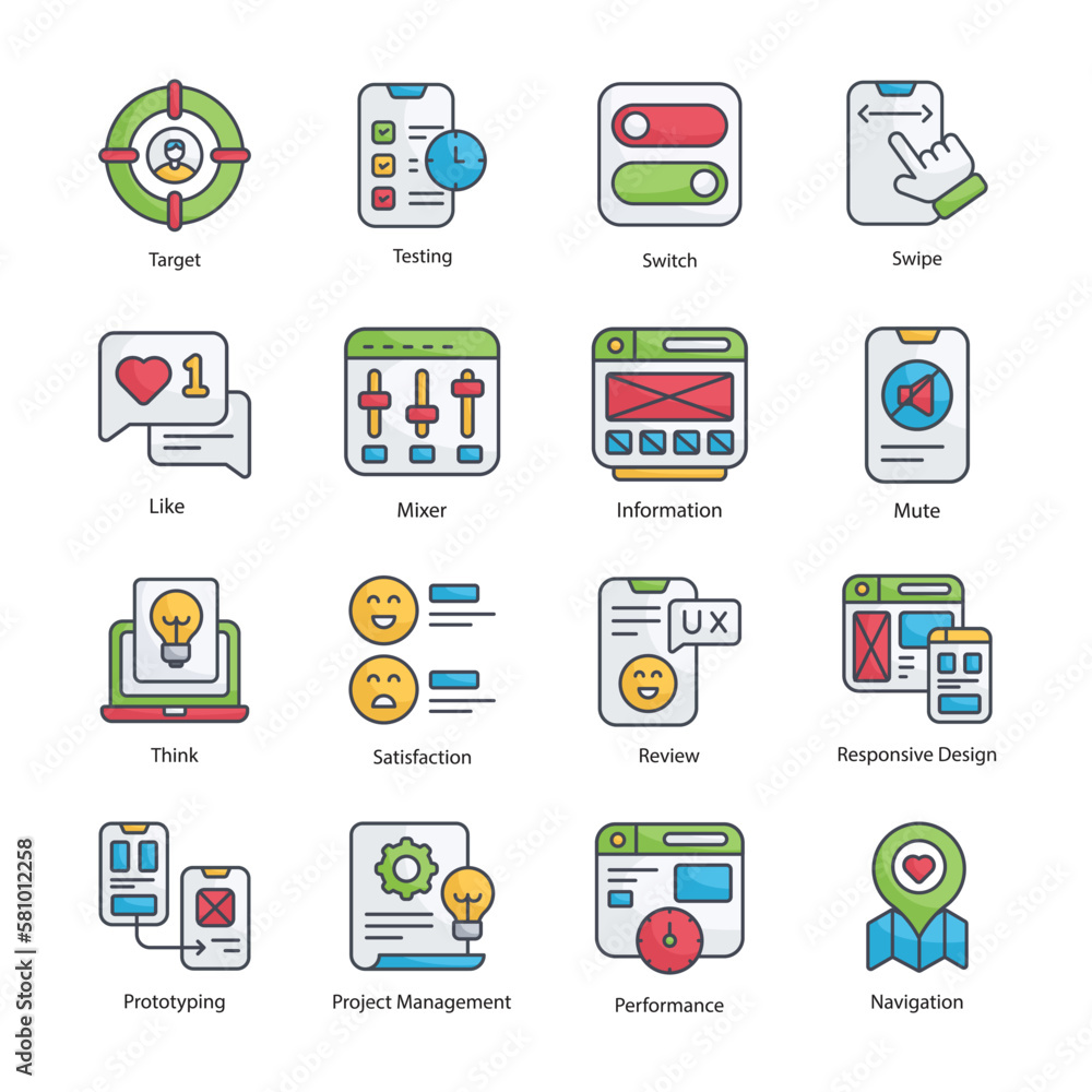 Poster user experience vector fill outline icon design illustration. user experience symbol on white backgr