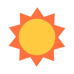 Flat design sun icon. Sunny weather. Vector.