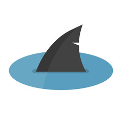 Sharks lurking in the water. Shark dorsal fin. Vector.