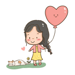 Little girl with cat