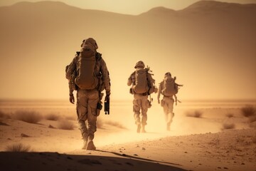 soldiers walking through the desert 2