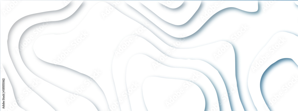 Poster abstract wavy line 3d paper cut white background. topographic canyon geometric map relief texture wi