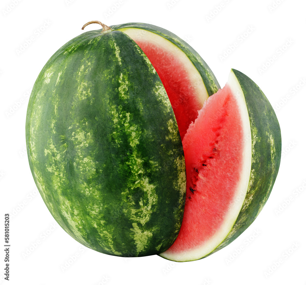 Sticker ripe watermelon with cut slice isolated on transparent background - Stickers