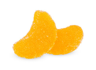 Orange jelly isolated on white background.