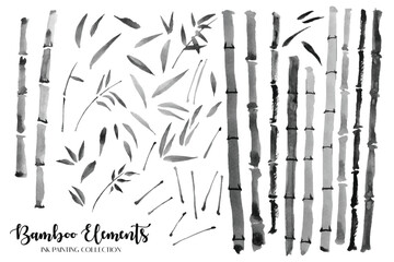 bamboo elements ink painting collection