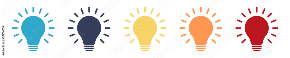 Aufkleber lamp icons set. idea lamp icon collection. flat style - stock vector.