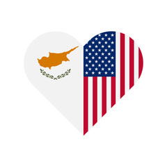 unity concept. heart shape icon of cyprus and united states flags. vector illustration isolated on white background