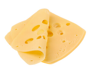 Cheese slices, close-up, transparent background