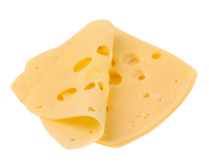Cheese slices, close-up, transparent background