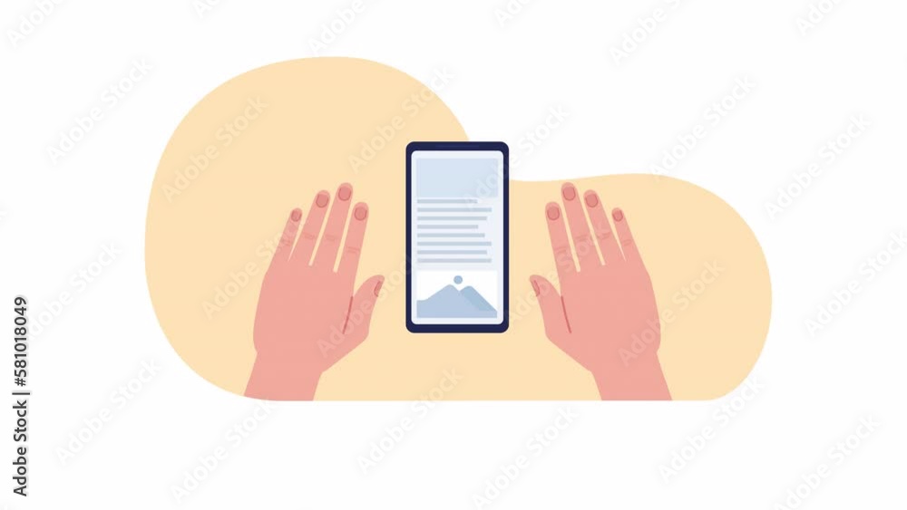 Poster animated responsive design. website updating. dynamic changes. 2d cartoon flat character hands 4k vi