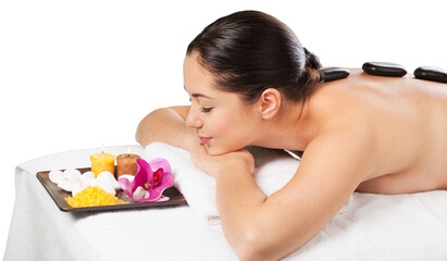 Obraz na płótnie Canvas Young attractive woman getting spa massage