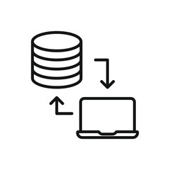 Editable Icon of Cloud Computing Server Share data to laptop, Vector illustration isolated on white background. using for Presentation, website or mobile app