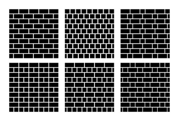 Brick wall. Seamless pattern of brickwork. Isolated vector illustration on a white background. Brick background. A wall of cobblestones. Collection of brick textures