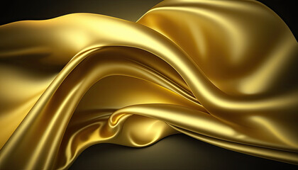 Golden gradient silk fabric background. Generative AI