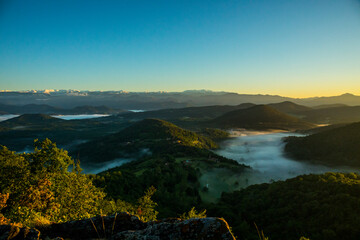 Spring sunrise in La Fageda D En Jorda Forest, La Garrotxa, Spai