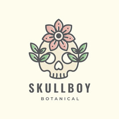 skull flower head tribal beautiful roses logo abstract vector design illustration graphic