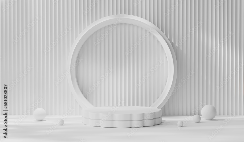 Poster abstract minimal modern white podium platform for product display showcase 3d rendering
