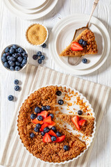 cinnamon baked french toast pie with berries