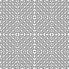 Stylish texture with figures from lines.
Abstract geometric black and white pattern for web page, textures, card, poster, fabric, textile. Monochrome graphic repeating design. 