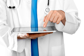 Close-up Doctor at hospital working with tablet pc