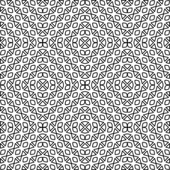 Stylish texture with figures from lines.
Abstract geometric black and white pattern for web page, textures, card, poster, fabric, textile. Monochrome graphic repeating design. 