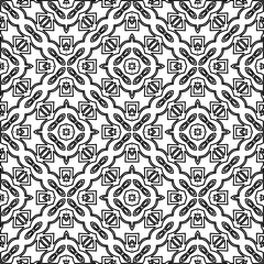 Stylish texture with figures from lines.
Abstract geometric black and white pattern for web page, textures, card, poster, fabric, textile. Monochrome graphic repeating design. 