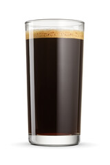 Coffee americano in a transparent glass isolated on white.