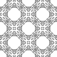 Stylish texture with figures from lines.
Abstract geometric black and white pattern for web page, textures, card, poster, fabric, textile. Monochrome graphic repeating design. 