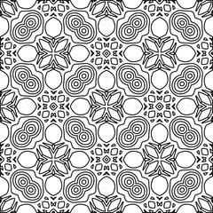 Stylish texture with figures from lines.
Abstract geometric black and white pattern for web page, textures, card, poster, fabric, textile. Monochrome graphic repeating design. 