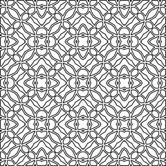 Stylish texture with figures from lines.
Abstract geometric black and white pattern for web page, textures, card, poster, fabric, textile. Monochrome graphic repeating design. 