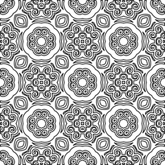 Stylish texture with figures from lines.
Abstract geometric black and white pattern for web page, textures, card, poster, fabric, textile. Monochrome graphic repeating design. 